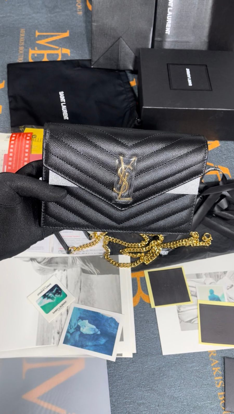 Saint Laurent chain wallet, unboxed for a client
